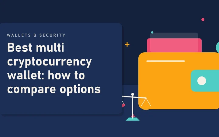 Лучший мультивалютный криптокошелёк: как сравнивать варианты: иллюстрация криптокошелька и весов для сравнения вариантов