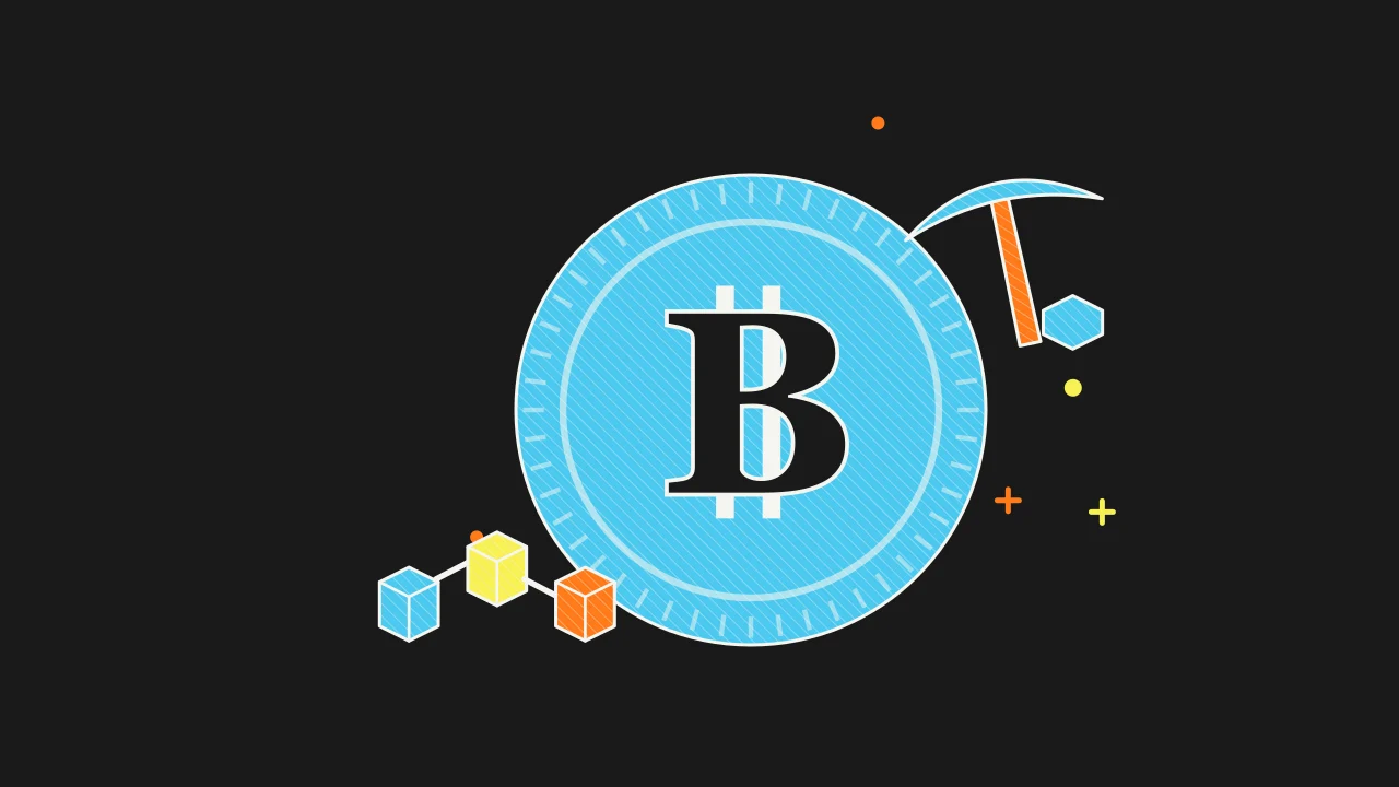 Иллюстрация монеты со связанными блоками блокчейна для руководства по Bitcoin