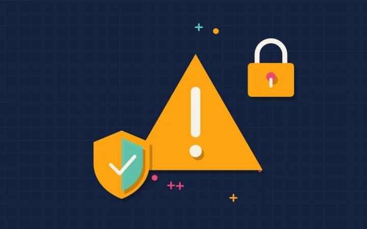 Иллюстрация предупреждающего знака со щитом безопасности для руководства по кошелькам и безопасности