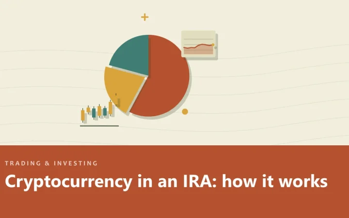 Криптовалюта в IRA: как это работает: иллюстрация круговой диаграммы портфеля и свечного графика