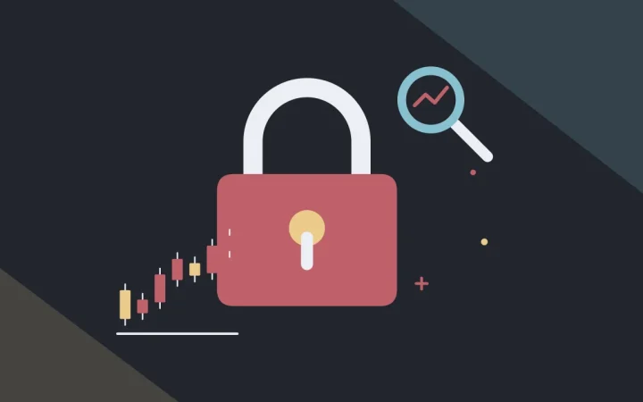 Иллюстрация навесного замка с графиком свечей для руководства Market Data