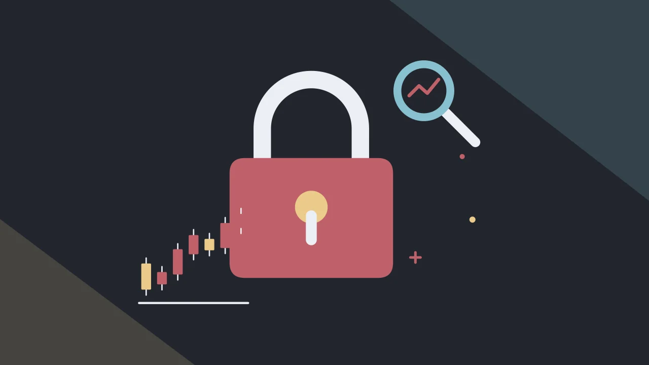 Иллюстрация навесного замка с графиком свечей для руководства Market Data