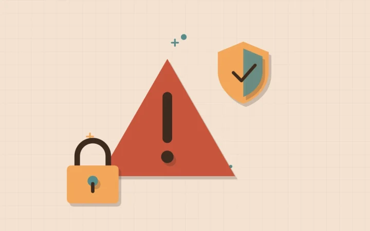 Иллюстрация предупреждающего знака с навесным замком для руководства по кошелькам и безопасности
