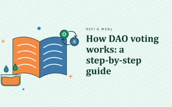 Как работает голосование в DAO: пошаговое руководство: иллюстрация открытой книги и пула ликвидности