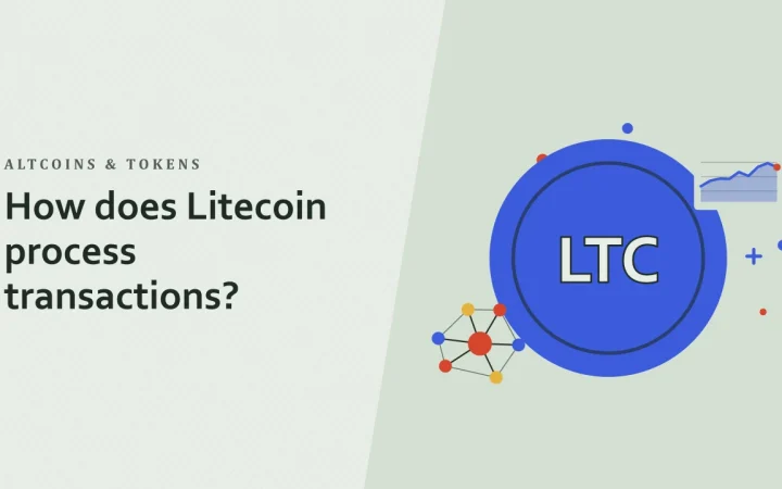Как Litecoin обрабатывает транзакции?: иллюстрация с монетой и сетью узлов