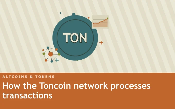 Как сеть Toncoin обрабатывает транзакции: иллюстрация с монетой и сетью узлов
