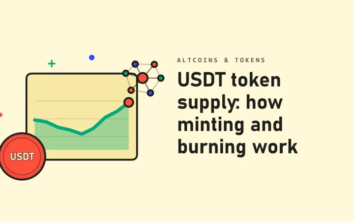 Предложение токена USDT: как работают эмиссия и сжигание: иллюстрация графика цены и монеты