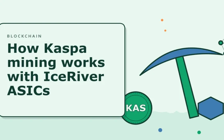 Как работает майнинг Kaspa на ASIC IceRiver: иллюстрация майнинговой кирки и монеты