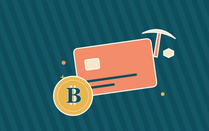 Иллюстрация криптокарты с монетой для руководства по Bitcoin