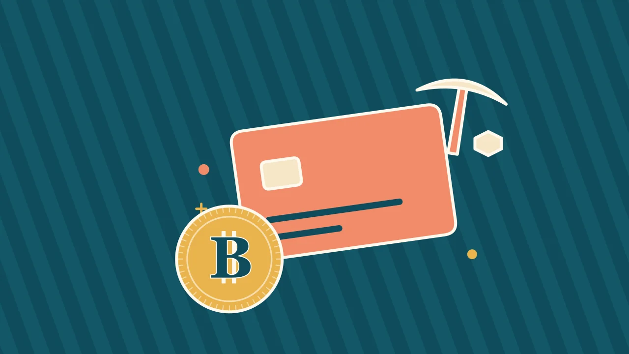 Иллюстрация криптокарты с монетой для руководства по Bitcoin