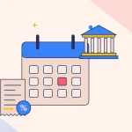 Иллюстрация календаря с налоговой квитанцией для руководства «Налоги и регулирование»