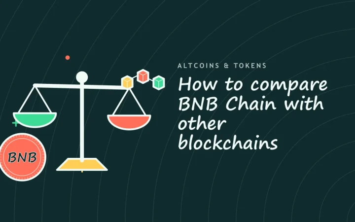 Как сравнить BNB Chain с другими блокчейнами: иллюстрация весов, сравнивающих варианты, и монеты