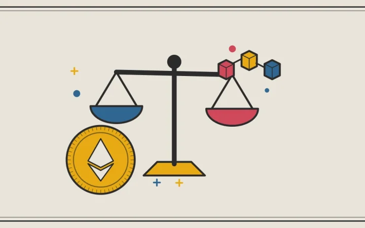 Иллюстрация весов для сравнения вариантов с монетой для руководства по Ethereum