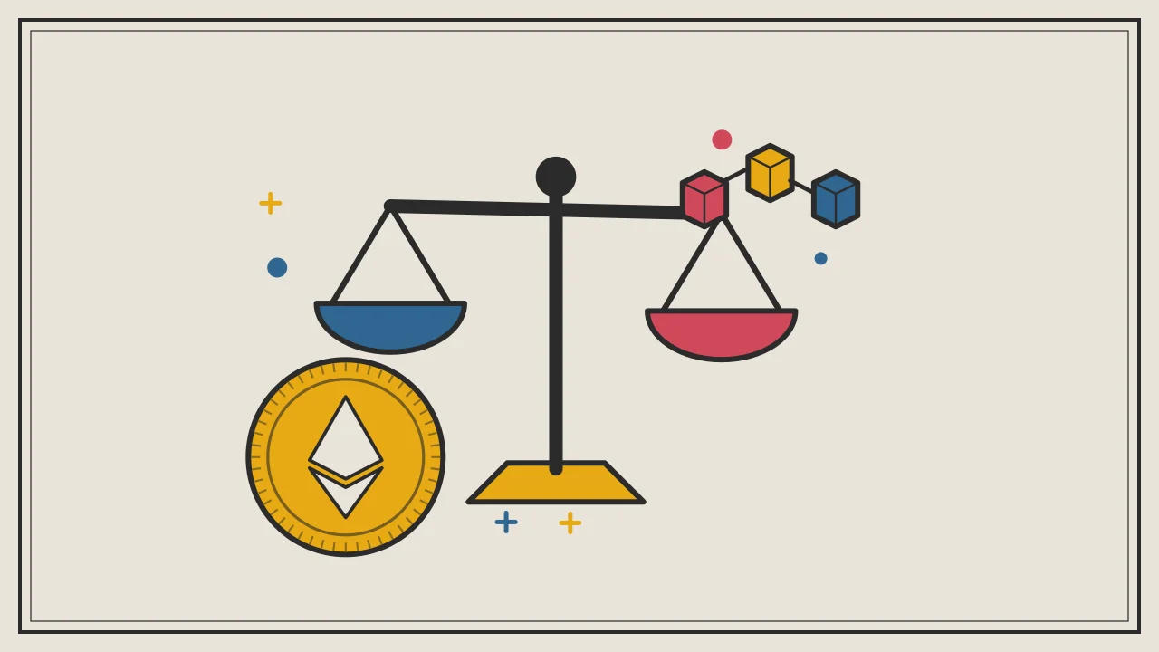 Иллюстрация весов для сравнения вариантов с монетой для руководства по Ethereum
