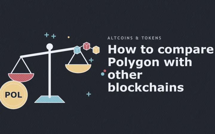 Как сравнить Polygon с другими блокчейнами: иллюстрация весов, сравнивающих варианты, и монеты