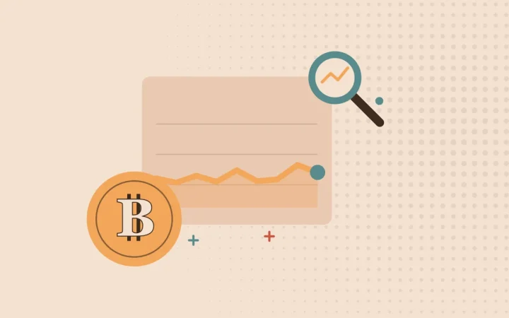 Иллюстрация графика цены с монетой для руководства по Bitcoin