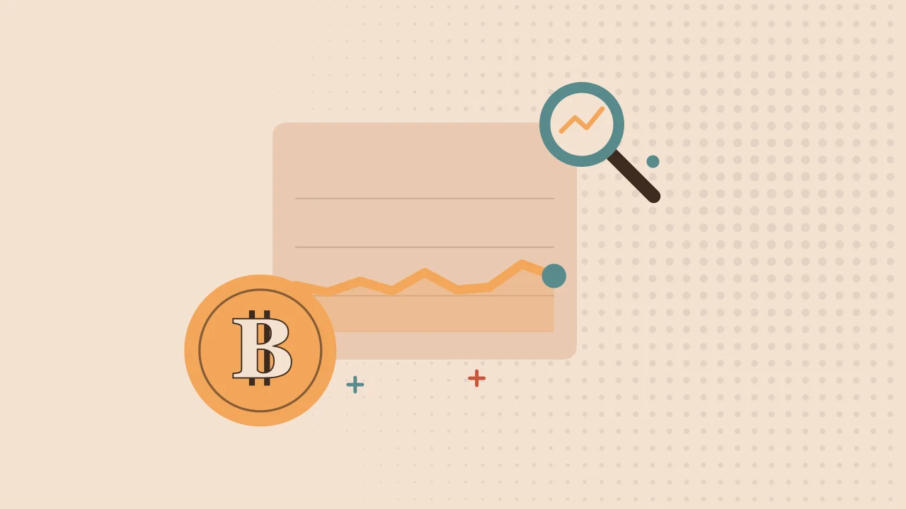 Иллюстрация графика цены с монетой для руководства по Bitcoin