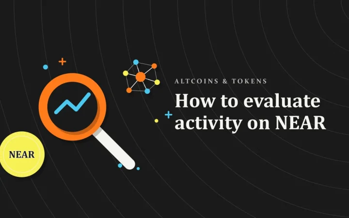 Как оценить активность в NEAR: иллюстрация лупы над графиком и монеты