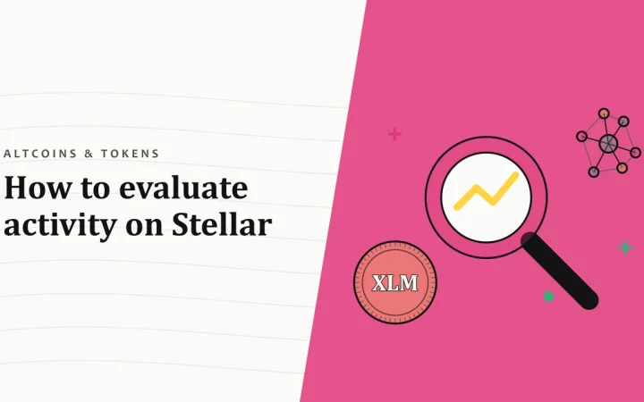 Как оценить активность в Stellar: иллюстрация лупы над графиком и монеты