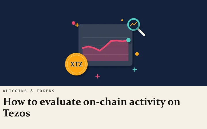 Как оценить ончейн-активность в Tezos: иллюстрация с графиком цены и монетой