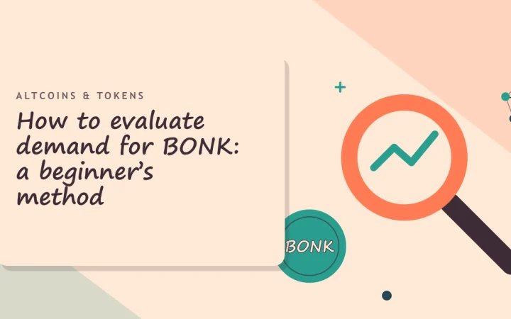Как оценить спрос на BONK: метод для начинающих: иллюстрация лупы над графиком и монеты