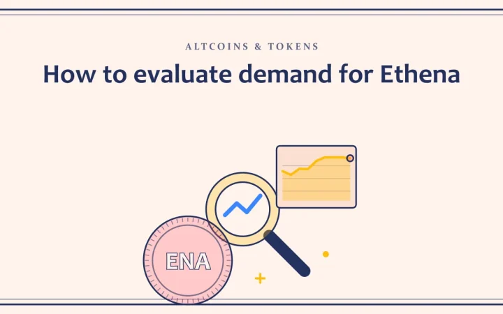 Как оценить спрос на Ethena: иллюстрация с лупой над графиком и монетой