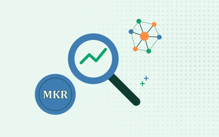 Иллюстрация лупы над графиком с монетой для руководства по альткоинам и токенам