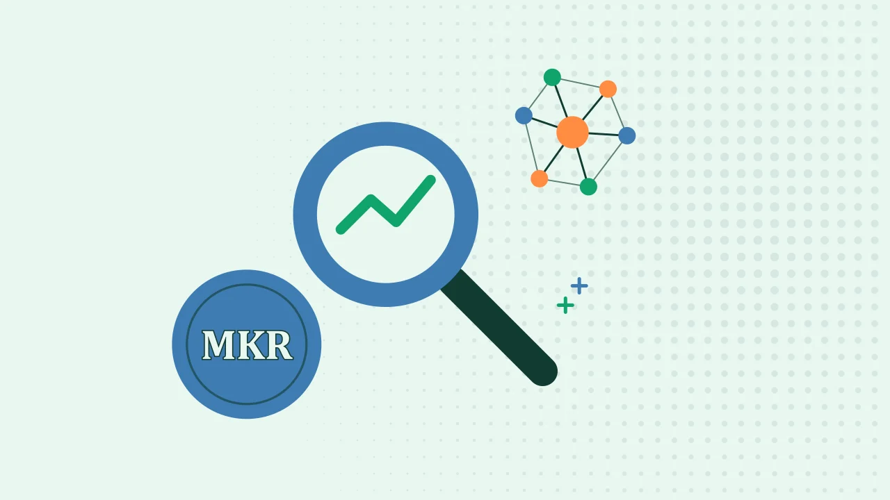 Иллюстрация лупы над графиком с монетой для руководства по альткоинам и токенам