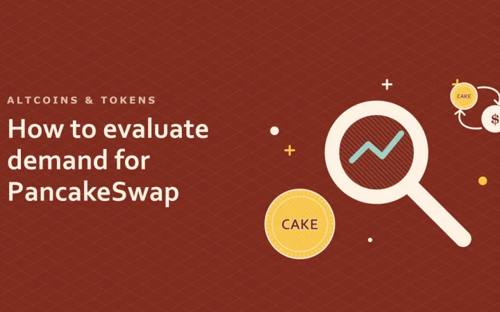 Как оценить спрос на PancakeSwap: иллюстрация лупы над графиком и монеты