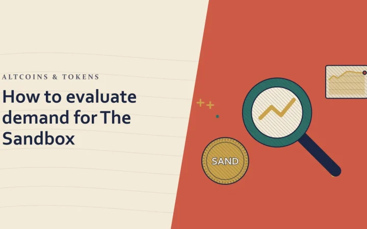 Как оценить спрос на The Sandbox: иллюстрация с лупой над графиком и монетой