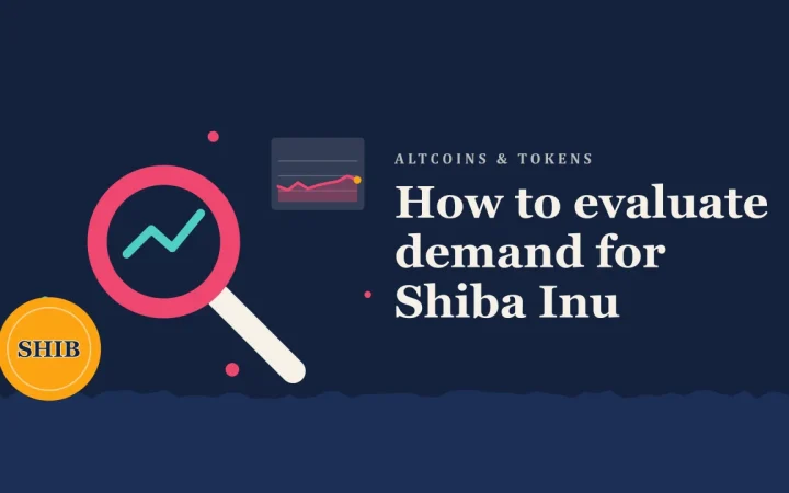 Как оценить спрос на Shiba Inu: иллюстрация лупы над графиком и монеты