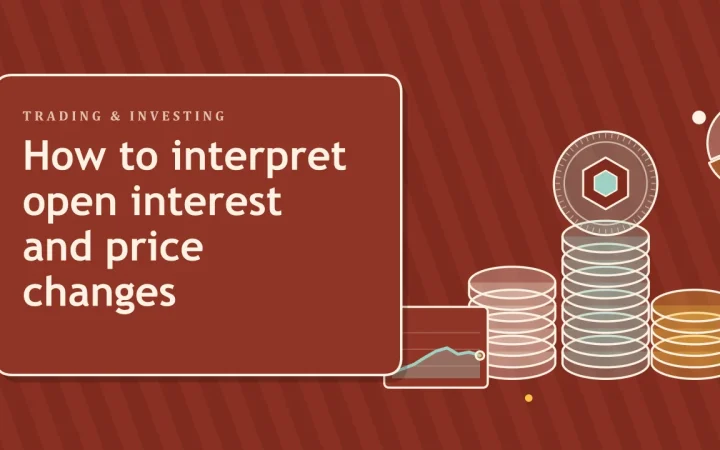 Как интерпретировать открытый интерес и изменения цены: иллюстрация стопок монет и графика цены