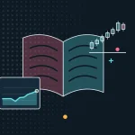 Иллюстрация открытой книги с графиком цены для руководства по трейдингу и инвестициям