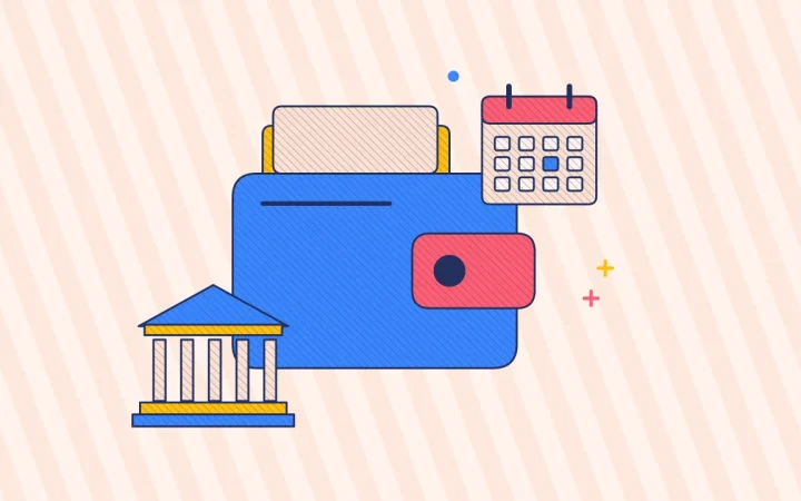 Иллюстрация криптовалютного кошелька со зданием регулятора для руководства «Налоги и регулирование»