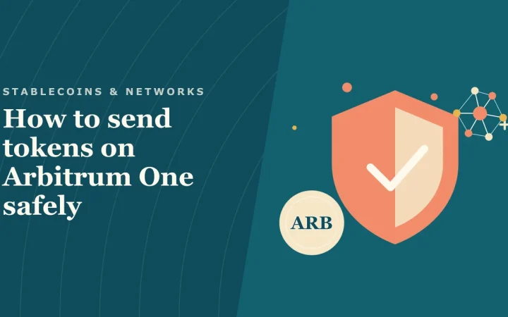 Как безопасно отправлять токены в Arbitrum One: иллюстрация щита безопасности и монеты