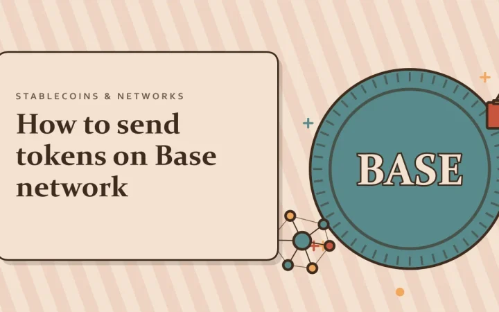Как отправлять токены в сети Base: иллюстрация монеты и сети узлов