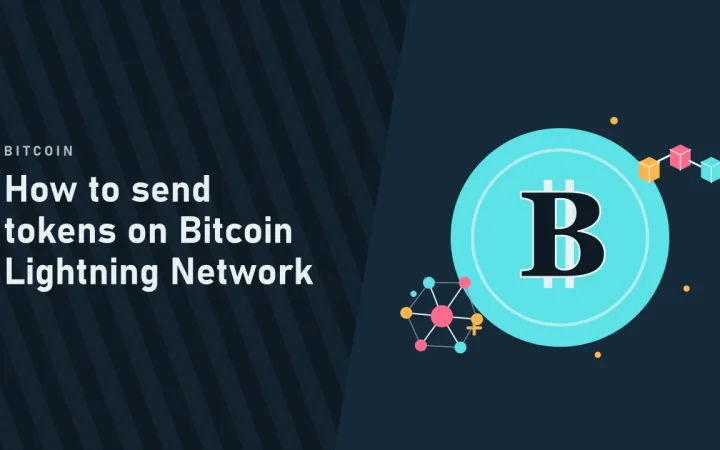 Как отправлять токены в сети Bitcoin Lightning Network: иллюстрация монеты и сети узлов