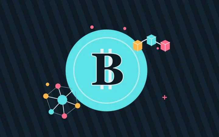 Иллюстрация монеты с сетью узлов для руководства по Bitcoin