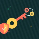 Иллюстрация приватного ключа со щитом безопасности для руководства по кошелькам и безопасности