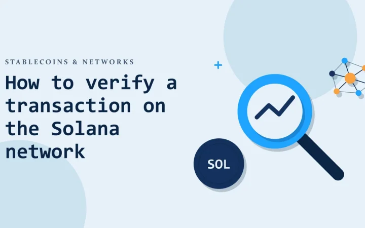Как проверить транзакцию в сети Solana: иллюстрация лупы над графиком и монеты