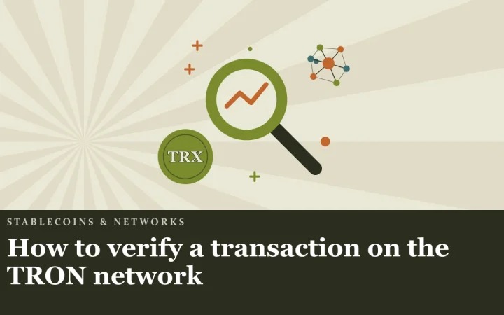 Как проверить транзакцию в сети TRON: иллюстрация лупы над графиком и монеты