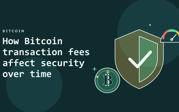 Как комиссии за транзакции Bitcoin влияют на безопасность со временем: иллюстрация щита безопасности и монеты