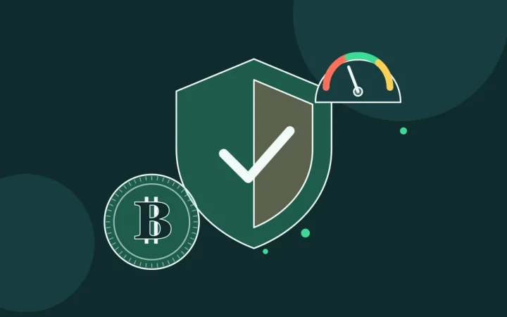 Иллюстрация: щит безопасности с монетой для руководства по Bitcoin