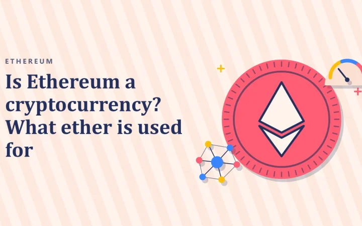 Is Ethereum a cryptocurrency? What ETH is used for: illustration of a coin and a network of nodes