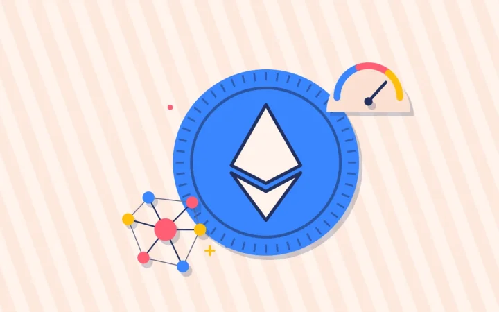 Иллюстрация монеты с сетью узлов для руководства по Ethereum