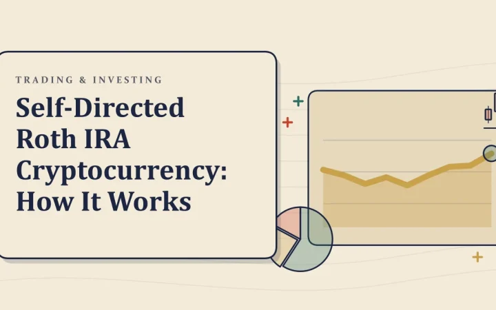 Криптовалюта в Self-Directed Roth IRA: как это работает: иллюстрация графика цены и круговой диаграммы портфеля
