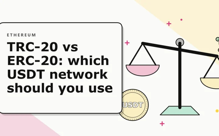 TRC-20 vs ERC-20: какую сеть USDT выбрать: иллюстрация весов, сравнивающих варианты, и монеты