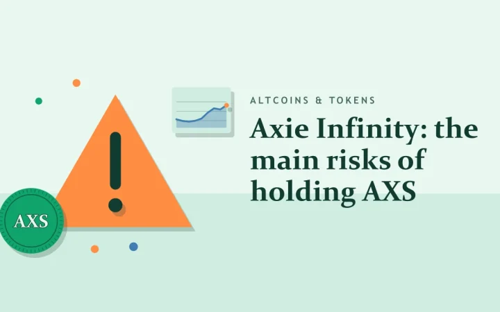 Axie Infinity: основные риски владения AXS: иллюстрация предупреждающего знака и монеты