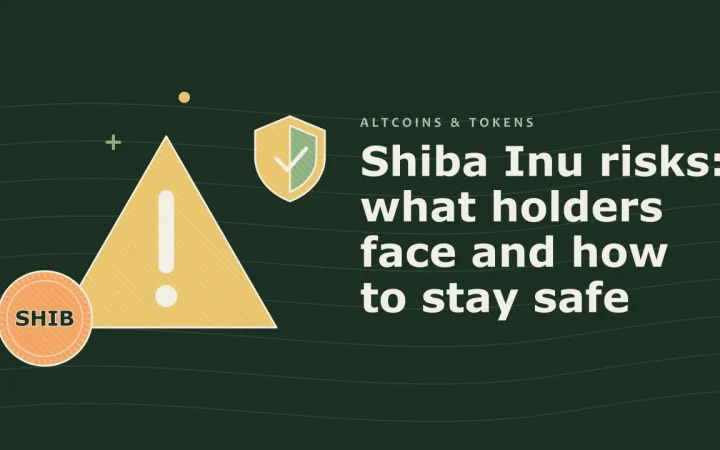 Риски Shiba Inu: с чем сталкиваются держатели и как защититься: иллюстрация предупреждающего знака и монеты