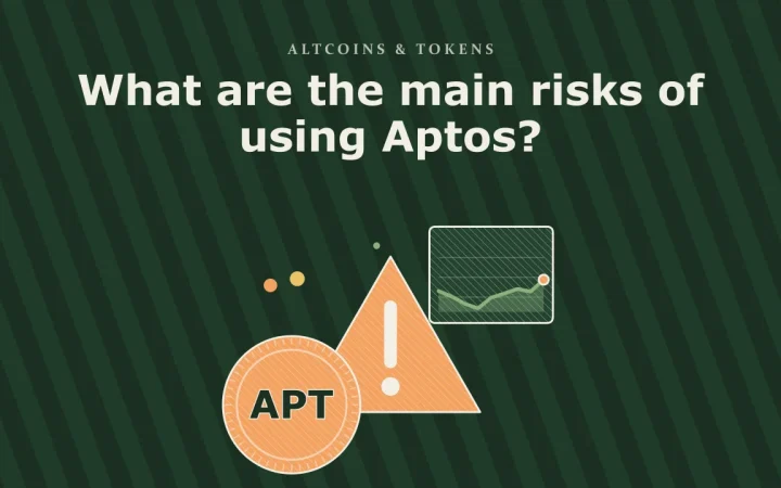 Каковы основные риски использования Aptos?: иллюстрация предупреждающего знака и монеты